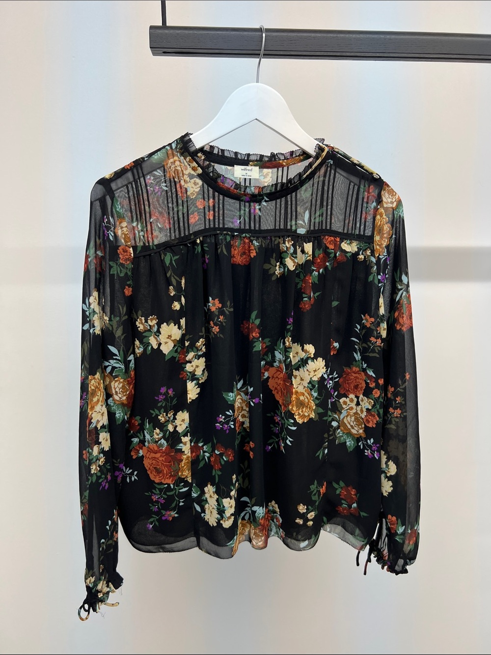 Wilfred Black Floral Long-Sleeve Blouse